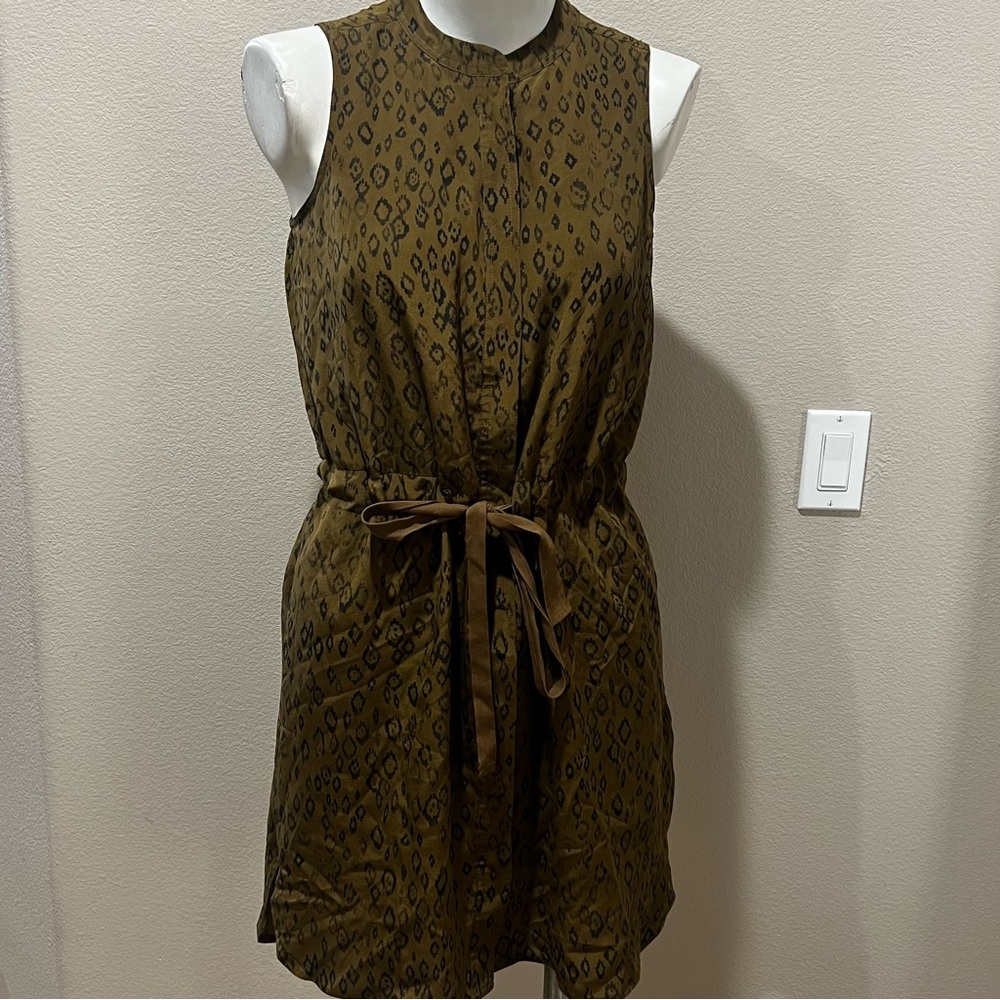 Madewell green sleeveless patterned dress